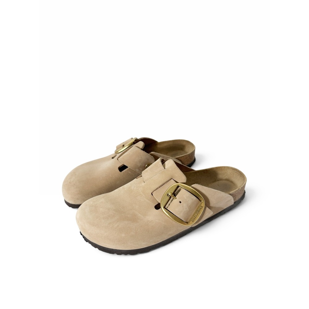 Birkenstock Boston Big Buckle Sandcastle Nubuck Leather Comfort Clog Sz 40 L9 M7